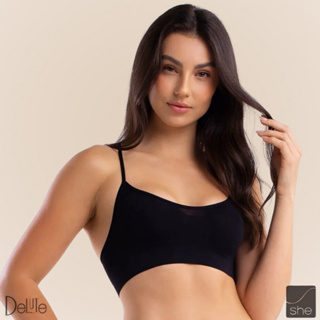 Sutiã Top Microfibra Nadador Poliamida Sem Bojo Sem Costura Fitness Academia SHE em Oferta na Shopee