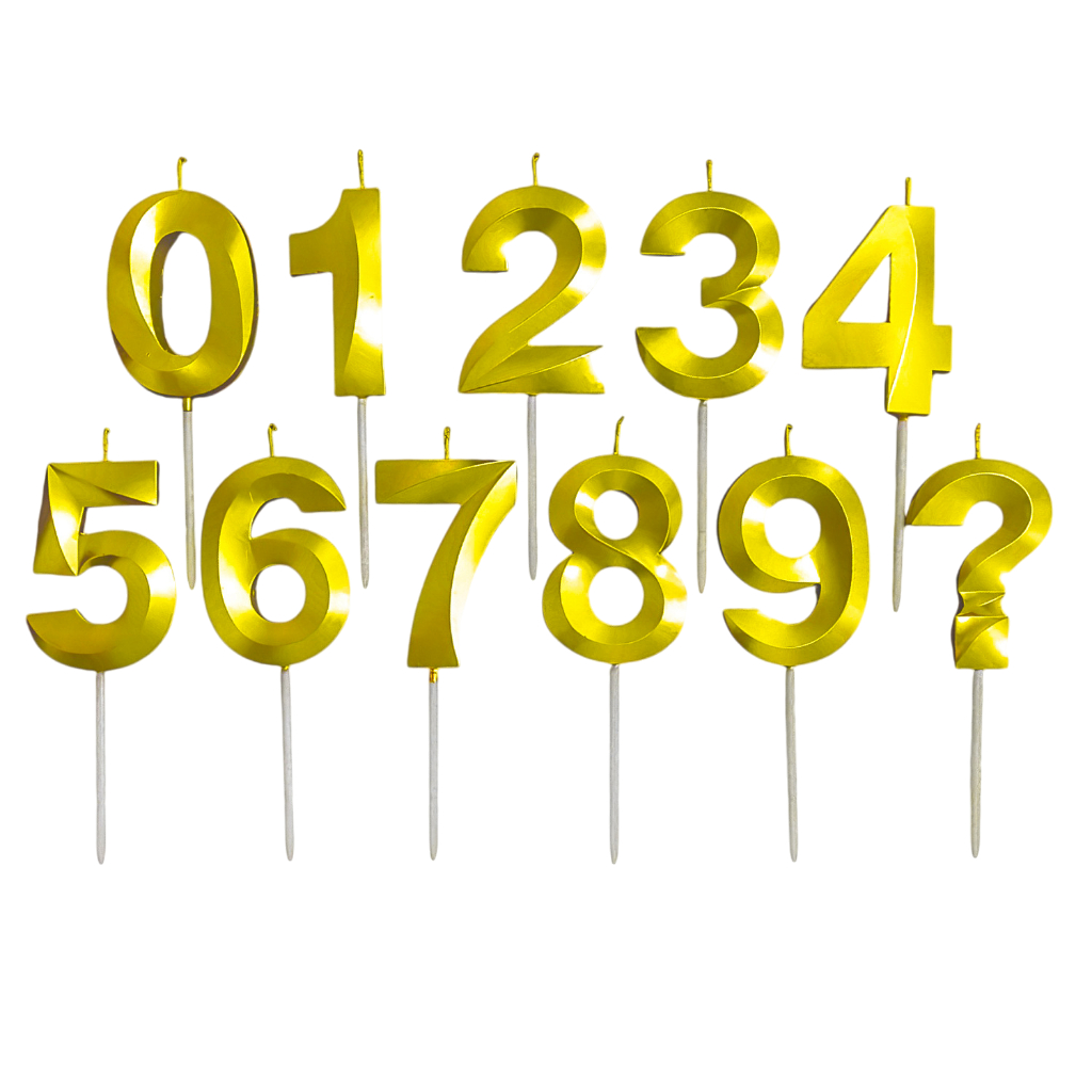 Vela De Aniversário 3D Com Palito N° 0 a 9 Ponto De Interrogação Design Perolado Dourado E Prata em Oferta na Shopee