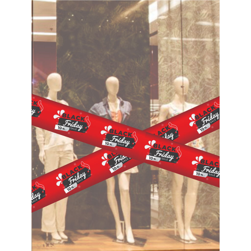 Desconto em Porcentagem - BLACK FRIDAY - Faixa Adesiva para parede - 2 metros  - vermelho, vitrine, porta, vidro, espelho, parede