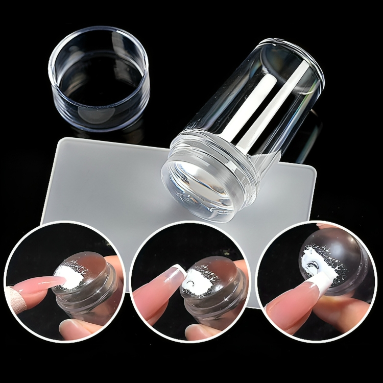 Carimbo de Unha Transparente com Ponta de Silicone Selo de Gel Selo para Unhas
