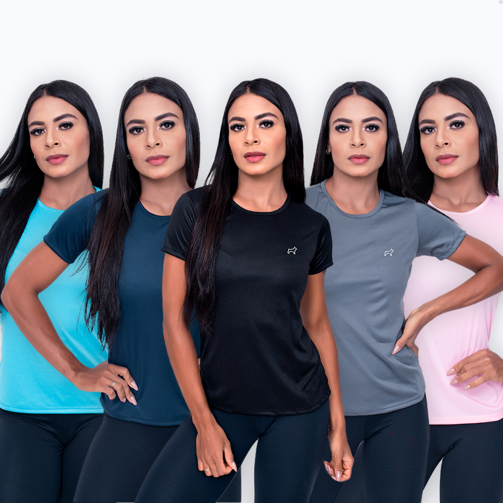 Kit 5 Camiseta Academia Feminina Dry Fit Treino Fitness em Oferta na Shopee