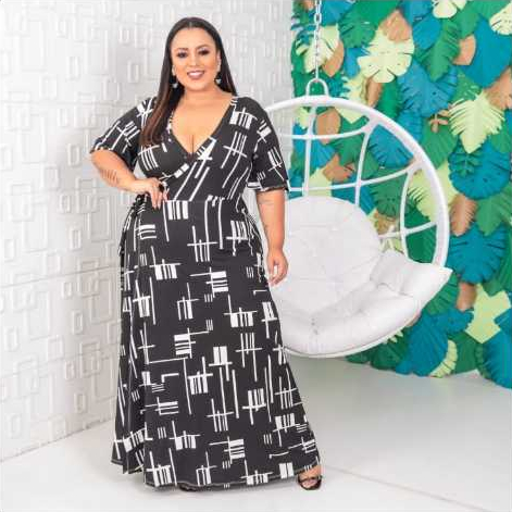 VESTIDO FEMININO ESTAMPADO TRASPASSADO TAMANHO GG
