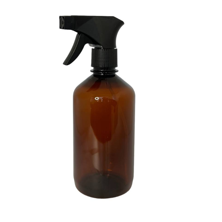Frasco pet âmbar com válvula spray gatilho 250ml r. 28/410 + BRINDE