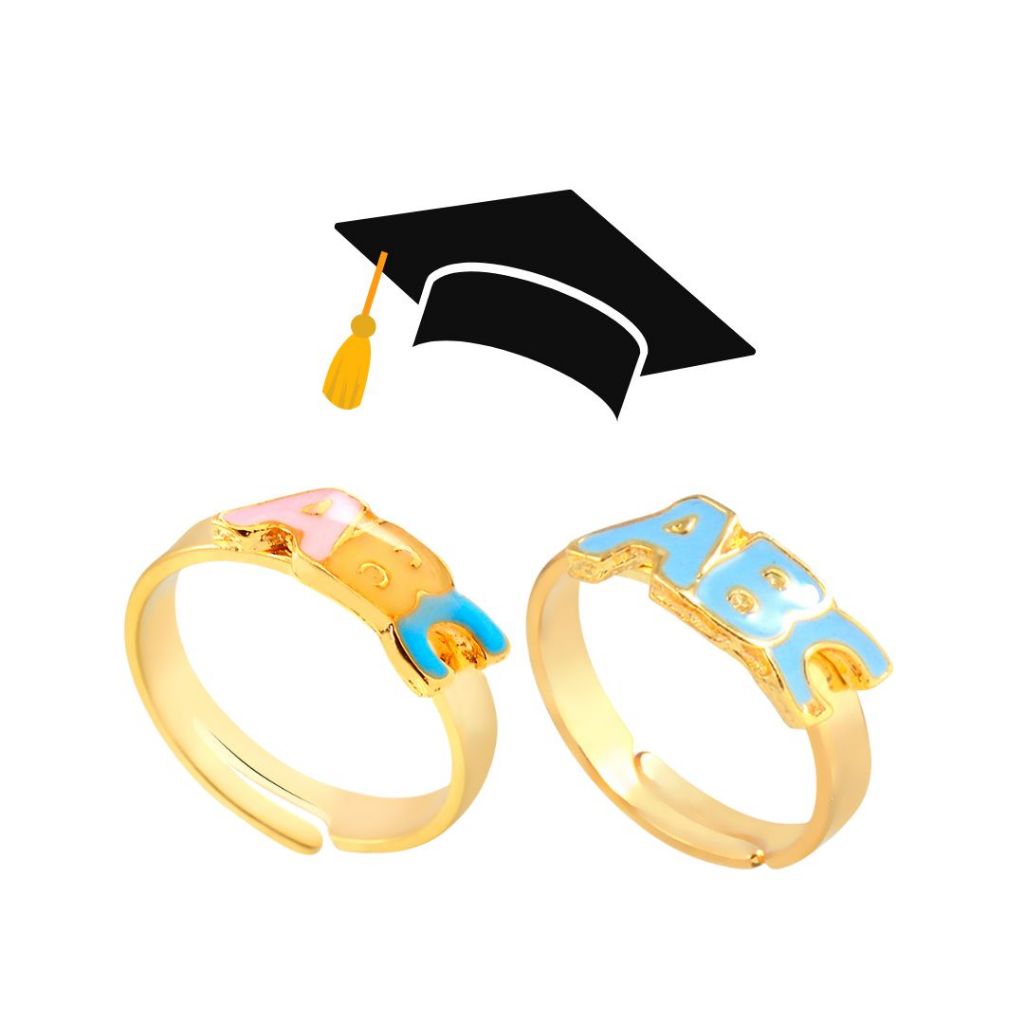 Anel de Formatura Infantil ABC Banhado em Ouro 18K em Oferta na Shopee