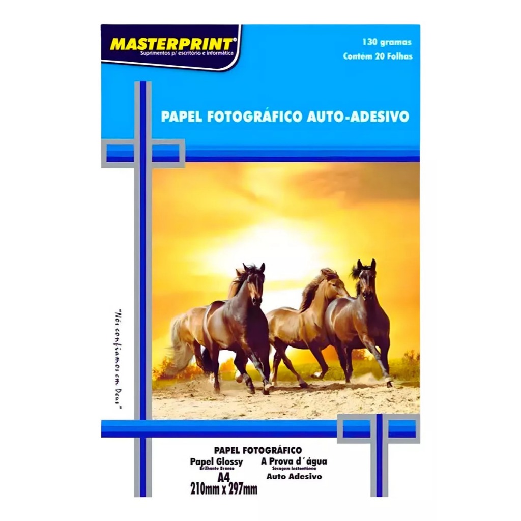 Folha Fotográfico Adesivo A4 130g 20 Folhas Masterprint Cor Branco