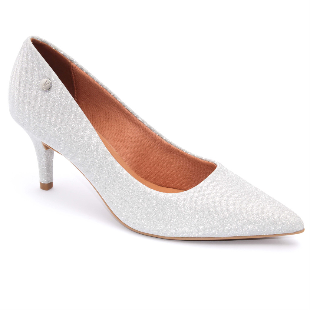 Scarpin Vizzano Feminino Salto Baixo Fino Macio Original Prata - Women Shoes