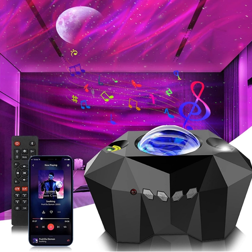 Luminaria Luz Noturna Projetor Bluetooth Lua Aurora Boreal Estrelado Quarto Crianca Ws8808