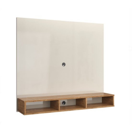 Painel Sala Para TV Até 50 Polegadas 3 Nicho Zion Off White Com Nature Decoração Sala