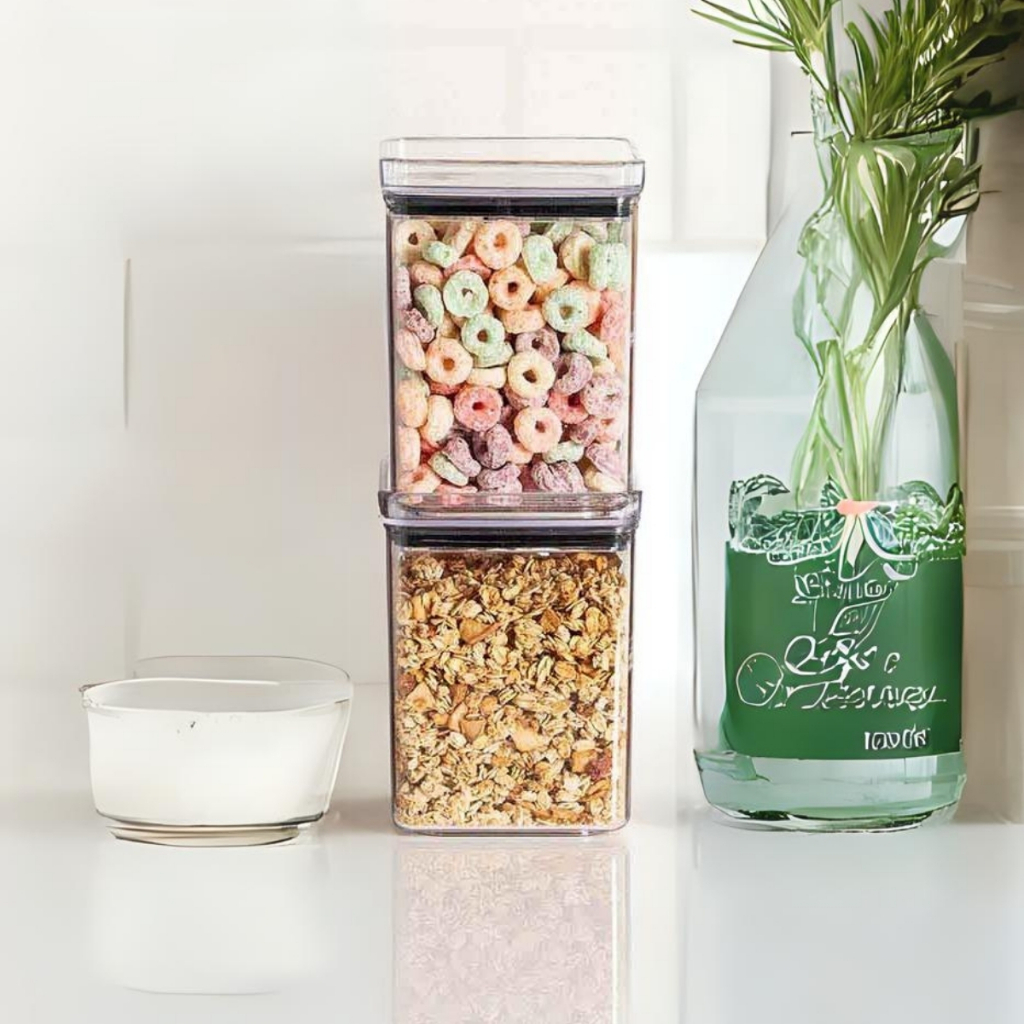 Pote Hermético Mantimentos Recipientes De Acrílico 1000 ML Transparente Alimentos Empilhável Cozinha