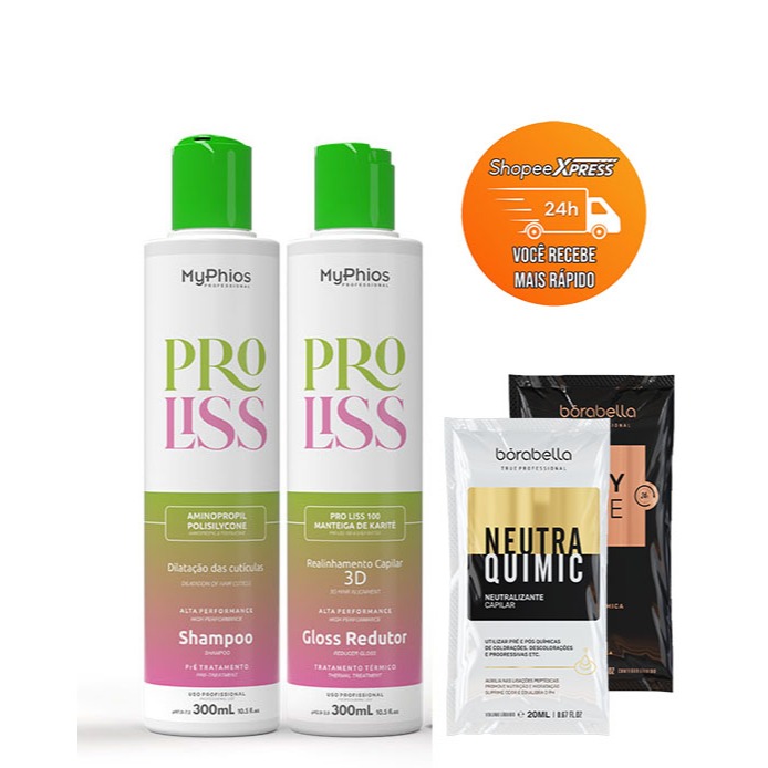 Myphios Kit Escova Progressiva Orgânica Proliss 3d - 2x300ml