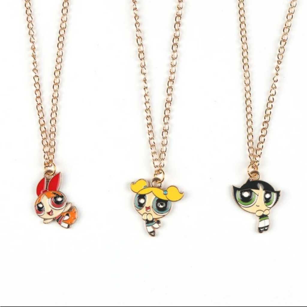 Trio de Colares Meninas Superpoderosas Aço Inoxidável Conjunto Colar Amizade Couple Casal Presente