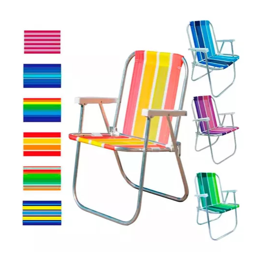 Kit 2 Cadeiras De Praia Varanda Alta Standart Em Alumínio BTF em Oferta na Shopee