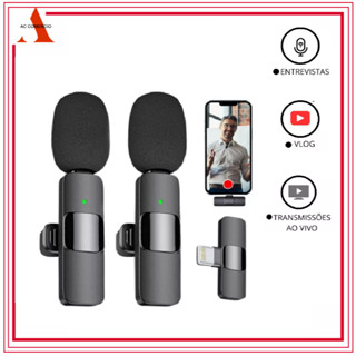 Microfone Sem Fio Duplo Lapela Profissional iPhone e Tipo C em Oferta na Shopee