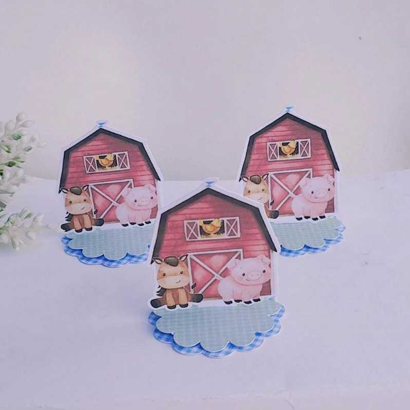 Kit Aplique 3D, 10, 20, 30 ou 40 und. Tag FAZENDINHA Personalizados | Lembrancinhas | Festa infantil | Aniversário