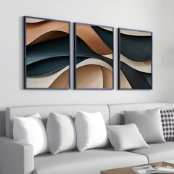 Kit 3 Quadros Decorativos Abstrato com estilo contemporâneo
