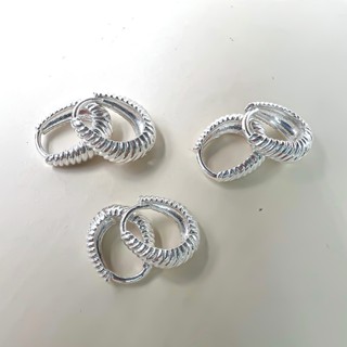 Trio Argolinha Oval com Textura Detalhes Prata delicada feminina banhada em Oferta na Shopee