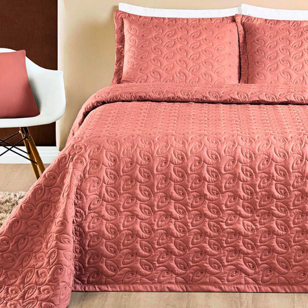 Kit Cobre Leito 3 Peças Bordado King\Queen\Casal Luxuoso Percal 200 Fios Com Porta Travesseiro Ágata em Oferta na Shopee