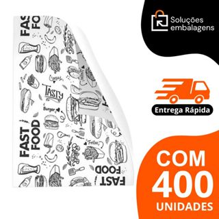 Papel Acoplado Lanches E Frios Delivery 30x38 C/ 400 Hamburguer Estampado em Oferta na Shopee