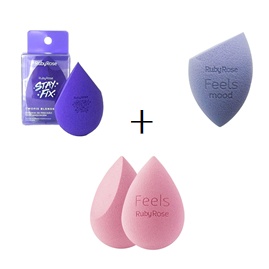 kit 3 Esponjas Angler Blender + Soft Blender Feels Ruby Rose + ruby rose stay fix em Oferta na Shopee