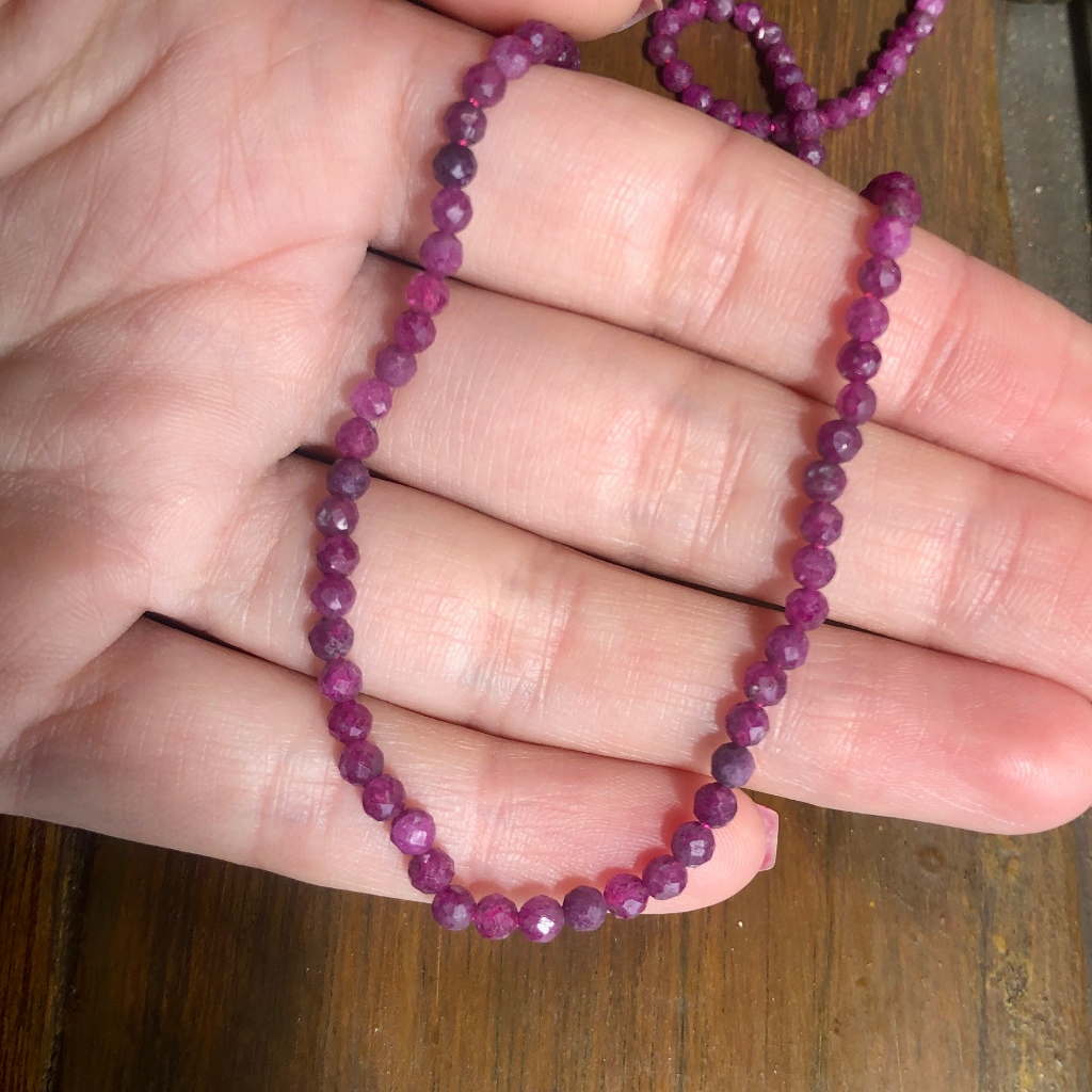 PULSEIRA PEDRA NATURAL RUBI E PRATA 925 LEGITIMA