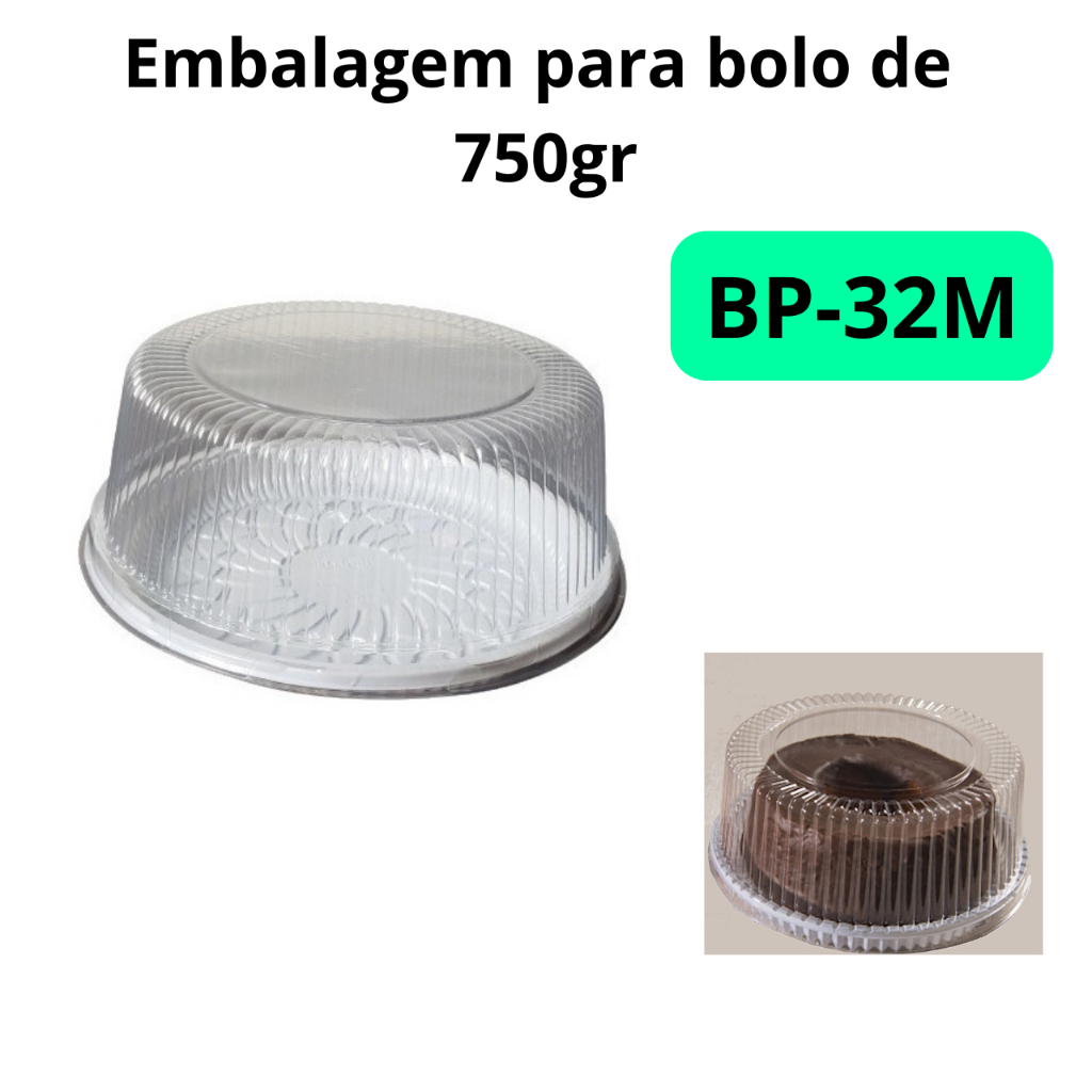 embalagem plástica descartável redondo para bolo de 750gr BP 32M 18cm tortas e pudim
