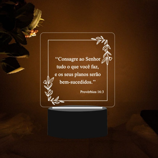 LUMINÁRIA RELIGIOSA PERSONALIZADO COM  VERSÍCULO / SALMO - ABAJUR LED em Oferta na Shopee