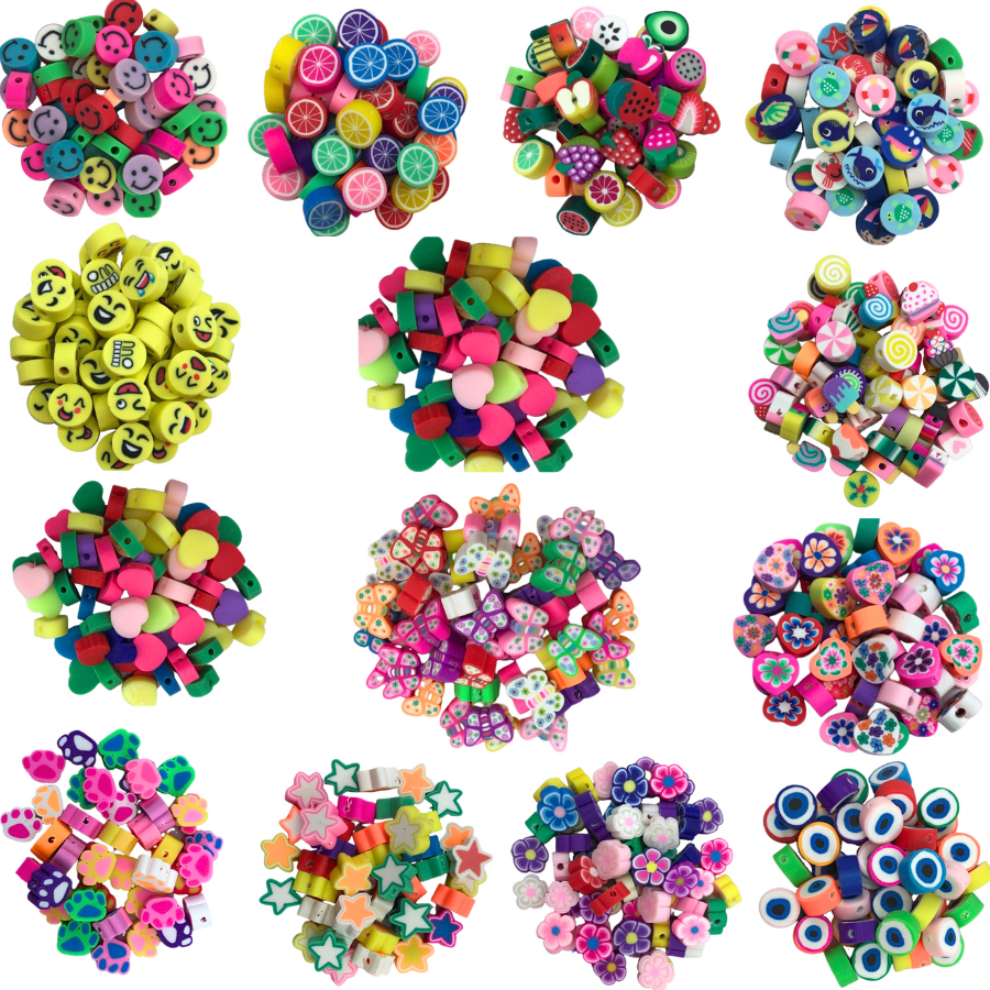 Missanga PVC fimo Entremeio Smille p/ pulseiras  decoração c/furo 50un em Oferta na Shopee