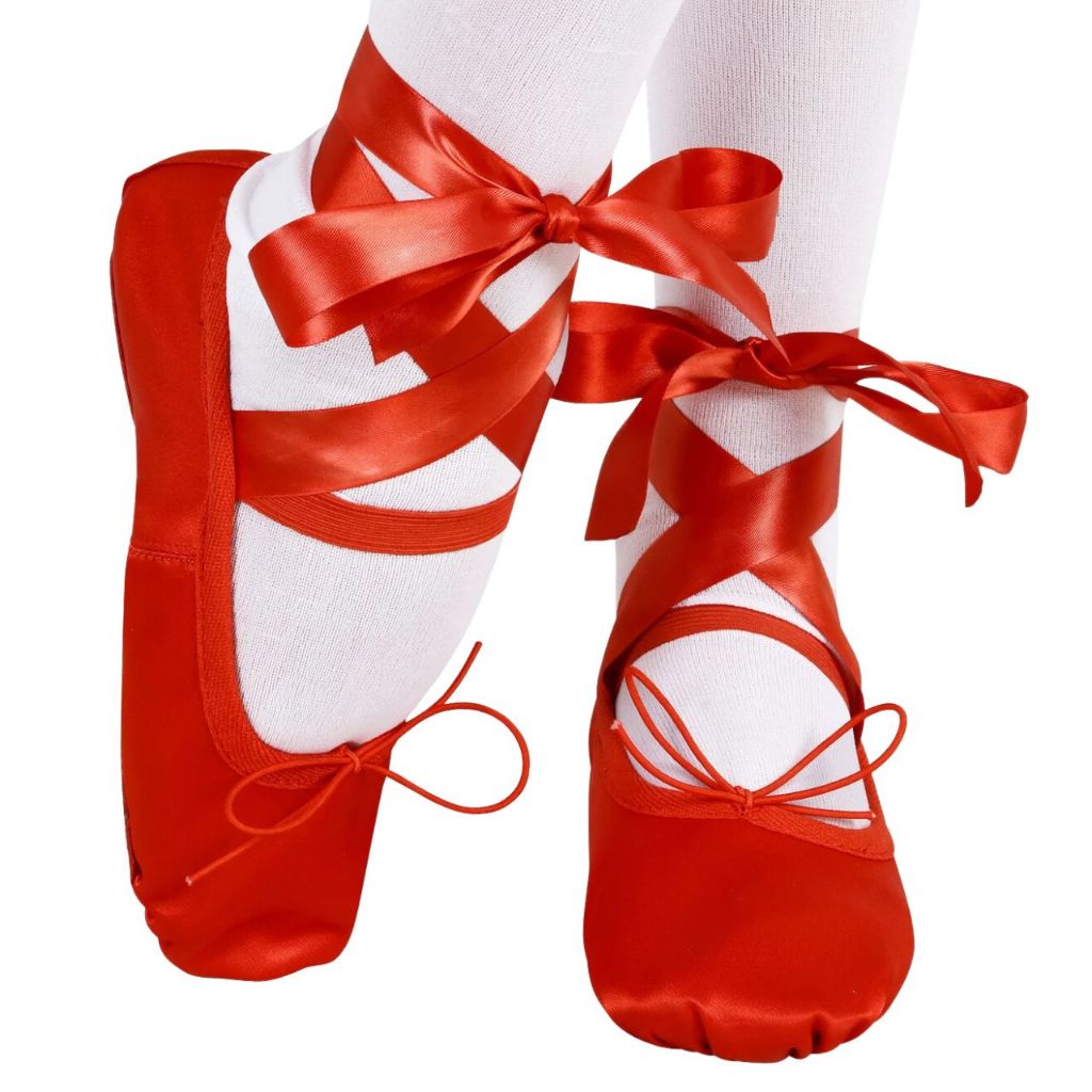 Sapatilha de Bailarinas de fitas fitinhas para amarrar feita em korino cor vermelha