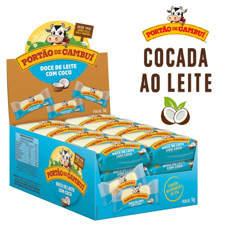 Cocada ao Leite Portão de Cambui - Display 960g - 40 Tabletes de 24g cada