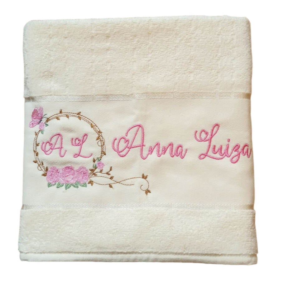 Toalhas de banho  Bordada + nome em Oferta na Shopee