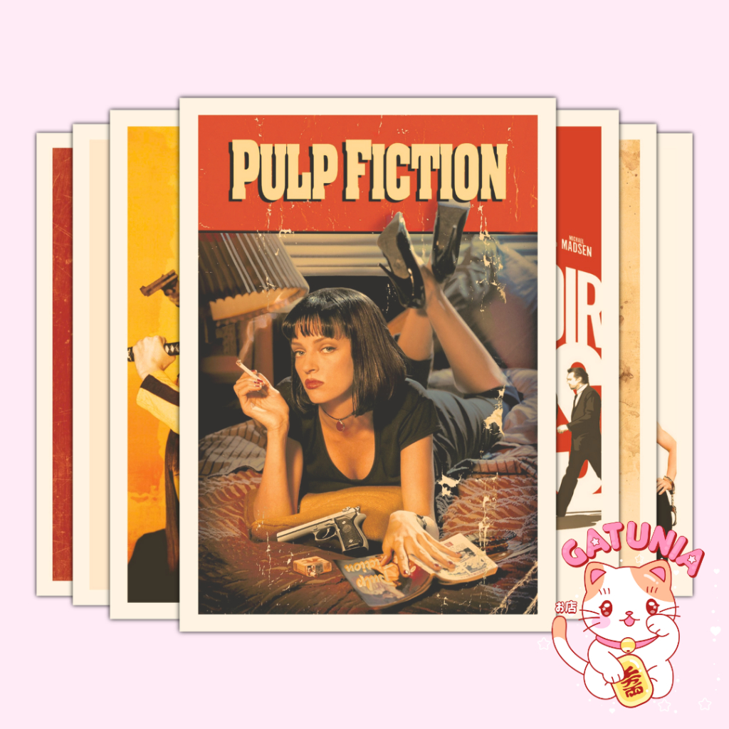 Poster ADESIVO A4 filme - Tarantino - Pulp Fiction, Reservoir Dogs, Django, Kill Bill, Planet Terror, Death Proof e mais