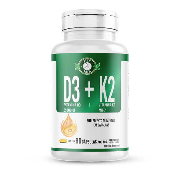 Vitamina D3 (2000UI) + K2 (MK-7) 700mg - 60 Cápsulas Fit Mix