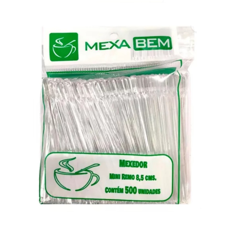 KIT 1.000 Unidades Mexedor de Café Mexa Bem Cristal 8,5cm 2 pacotes com 500UNIDADES Palheta Plástica