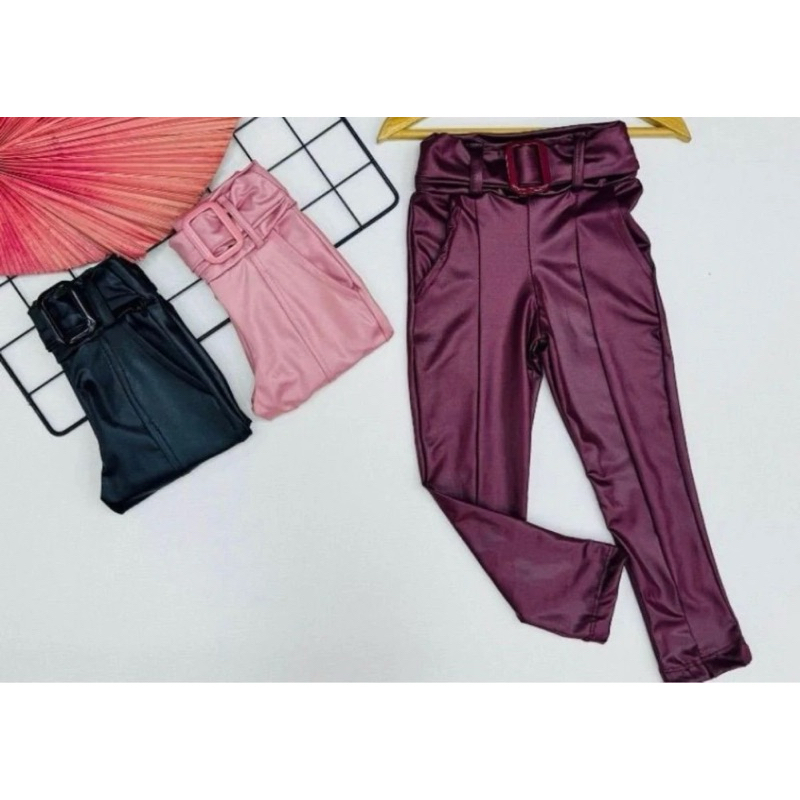 Calça legging Cirrê com Cinto Moda Infantil e Juvenil Menina