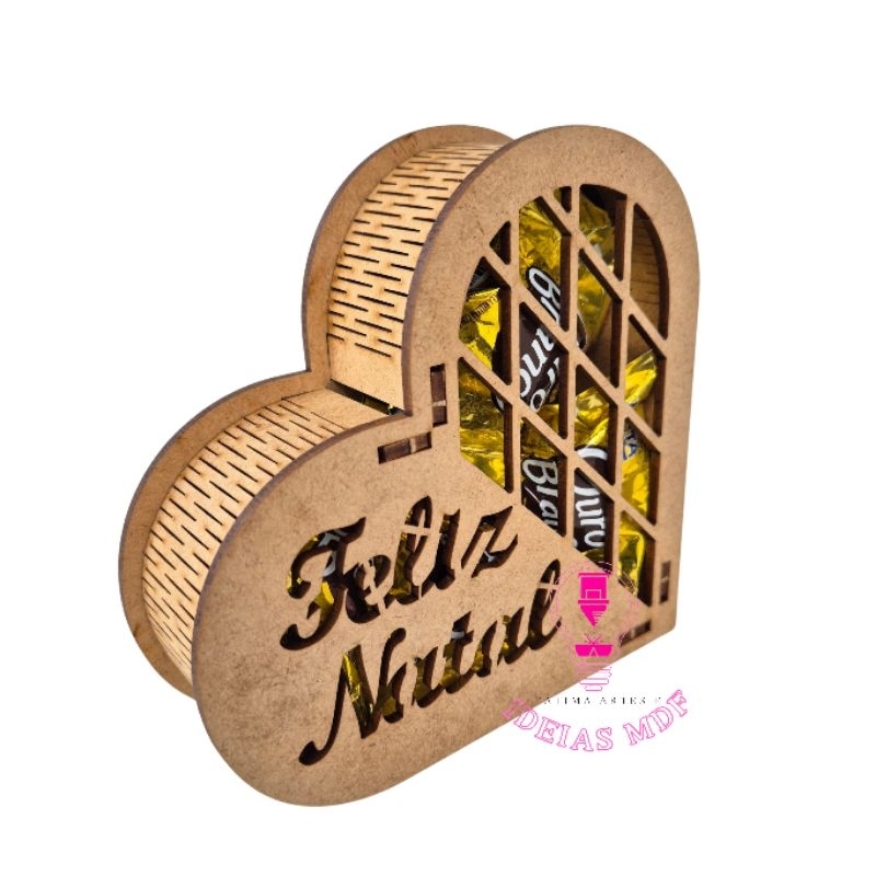 10 Caixa Coração FELIZ NATAL MODELO1 MDF