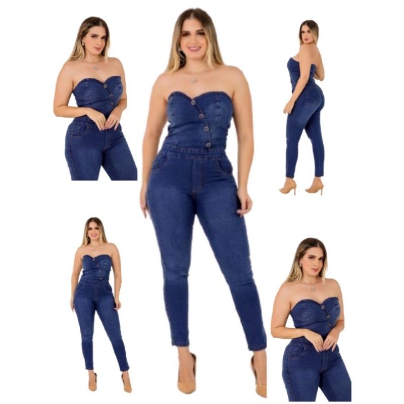 Macacão Tomaraquecaia Jeans Feminino Estiloso*40 ao 50*