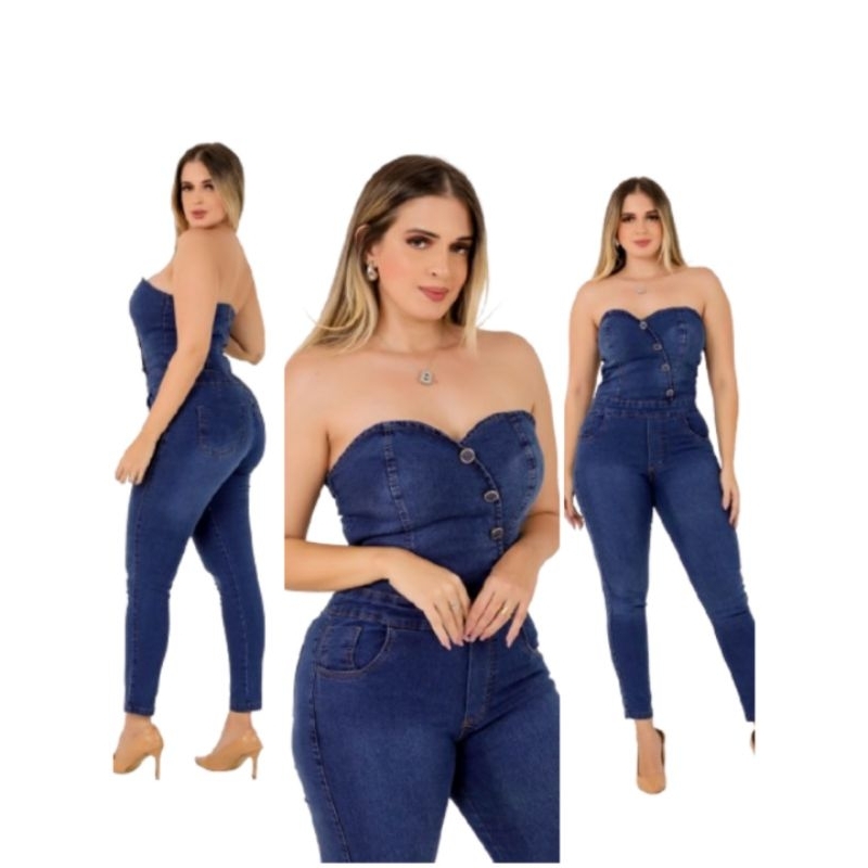 Macacão Tomaraquecaia Jeans Feminino Joia rara Moda inverno