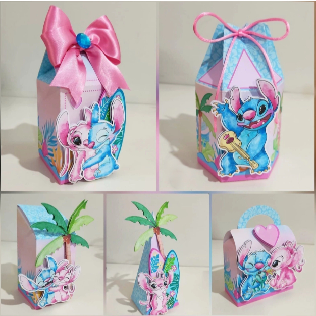 PEGUE E MONTE Kit Festa Personalizados Stitch e Angel Lembrancinhas Caixinhas para festa  Stitch