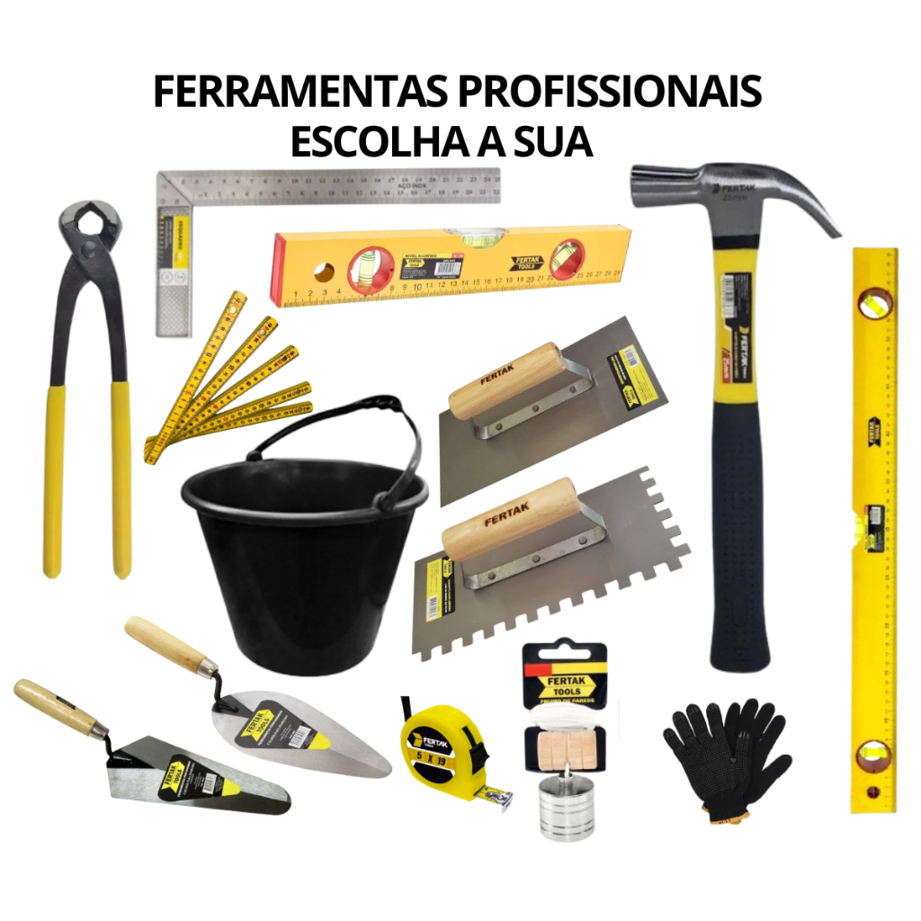 Ferramentas para Pedreiro Obra Construção Reforma Prumo Colher Trena Martelo Nível - Escolha o seu
