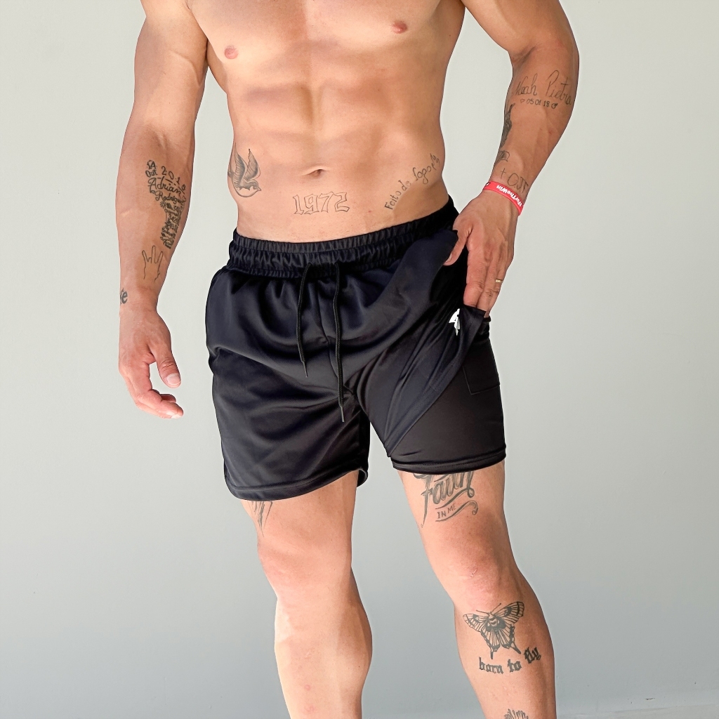 Bermuda Masculina  2 em1 Spartan Forro