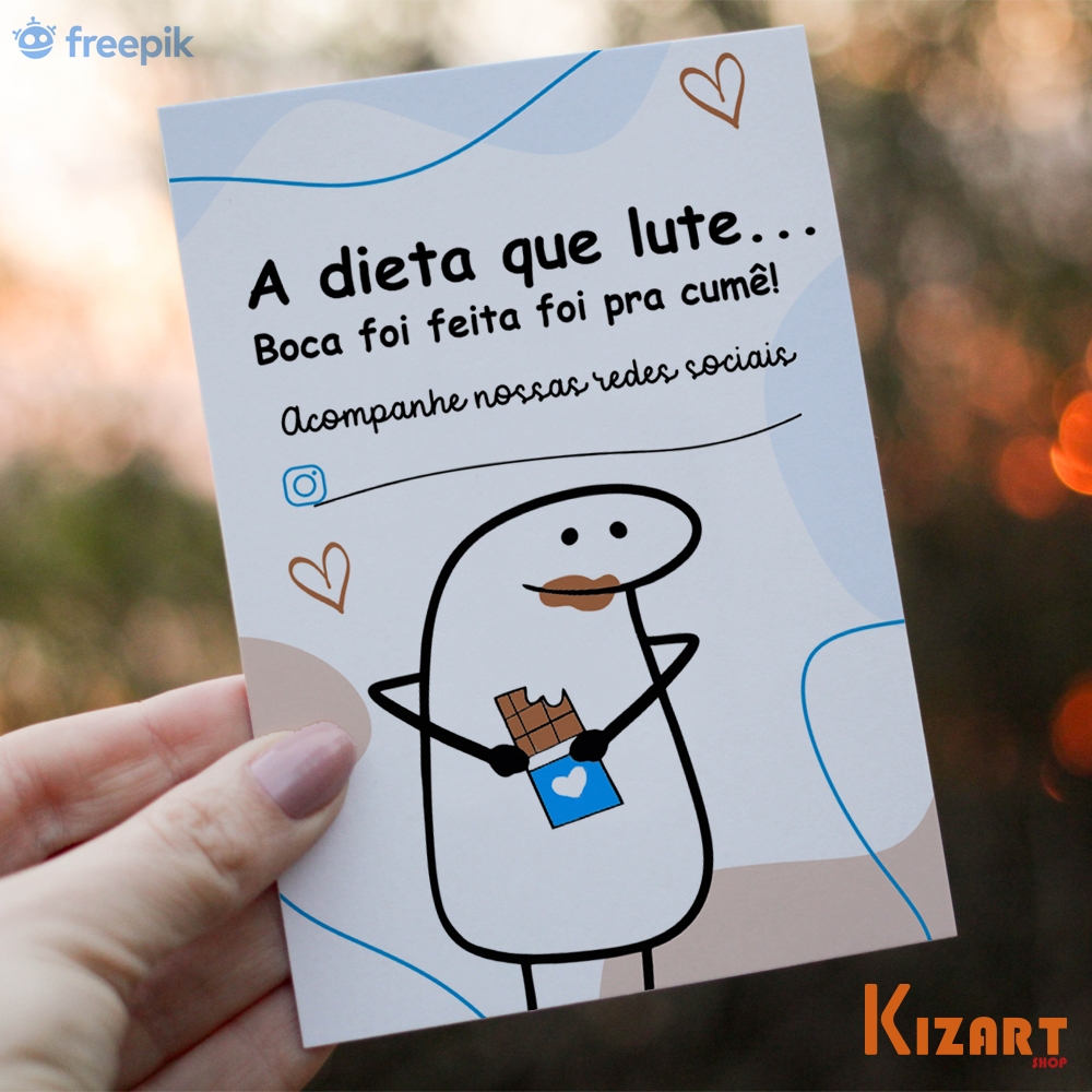 +100 Unidades Card Cartão De Agradecimento Meme Bentô Flork A Dieta Que Lute Boca Foi Feita Pra Cumê