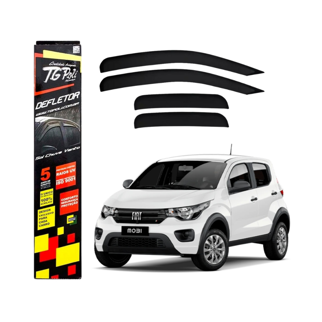 Kit Calha De Chuva Defletor Fiat MOBI 16/25 Fumê 4 Portas em Oferta na Shopee