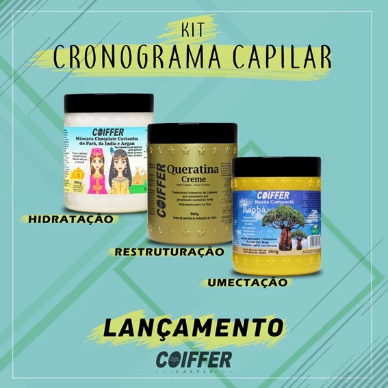 Cronograma Capilar Coiffer 500g 3 Unidades Hidratação, Nutrição e Reconstrução em Oferta na Shopee