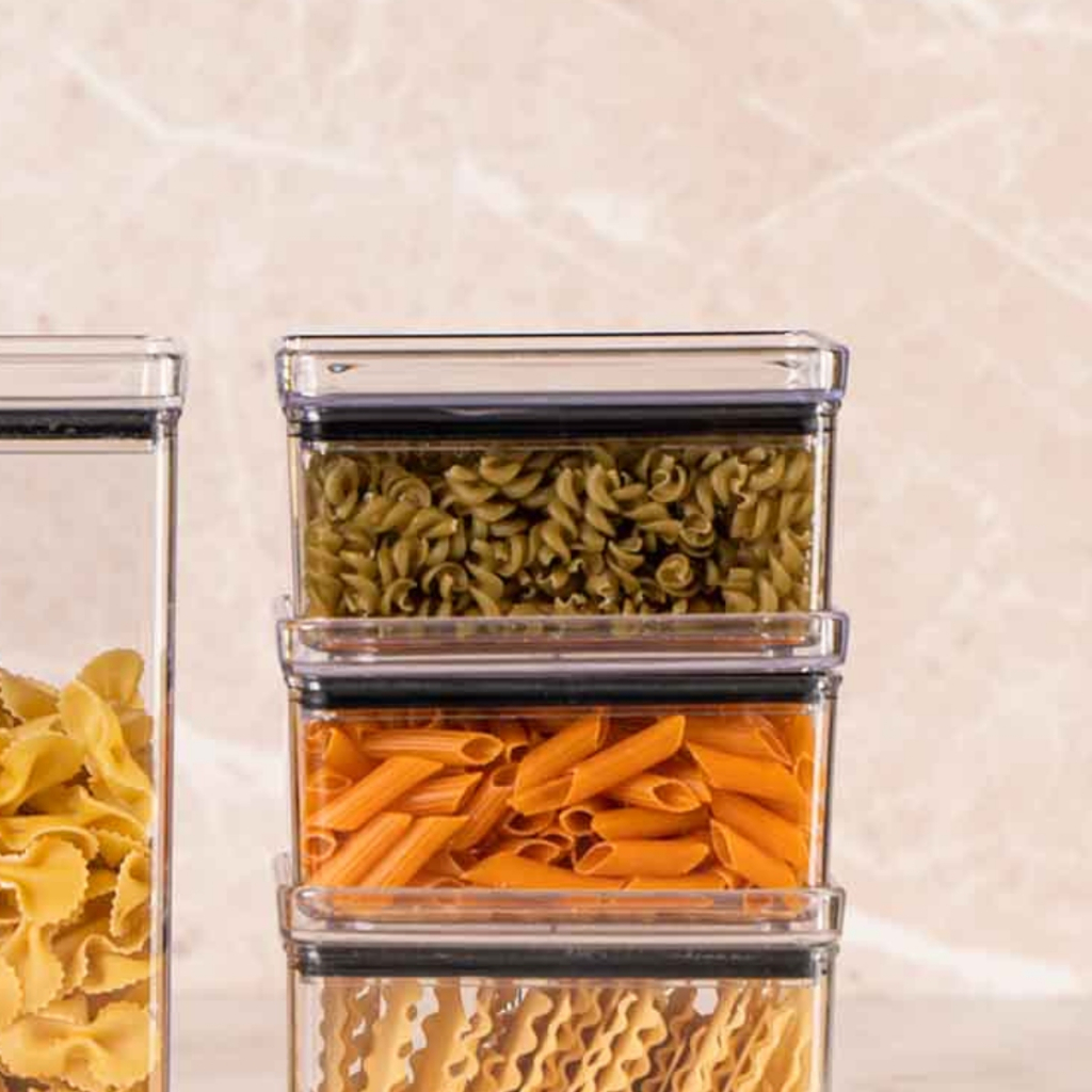 Pote Hermético Recipientes Para Mantimentos Acrílico 580 ML Arroz Feijão Transparente Alimentos Empilhável