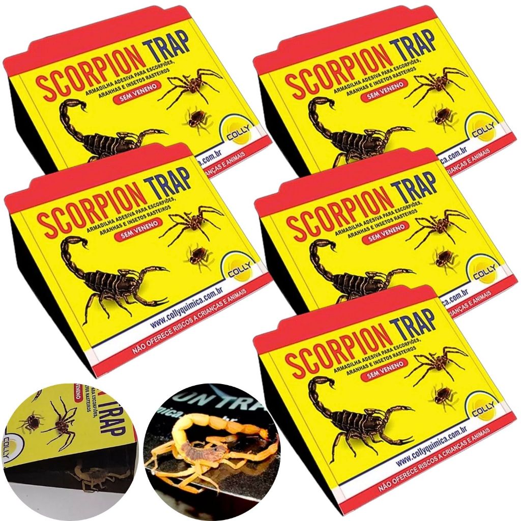 KIT 5 ARMADILHA ADESIVA SCORPION TRAP PARA ESCORPIÕES, ARANHAS E INSETOS RASTEIROS em Oferta na Shopee