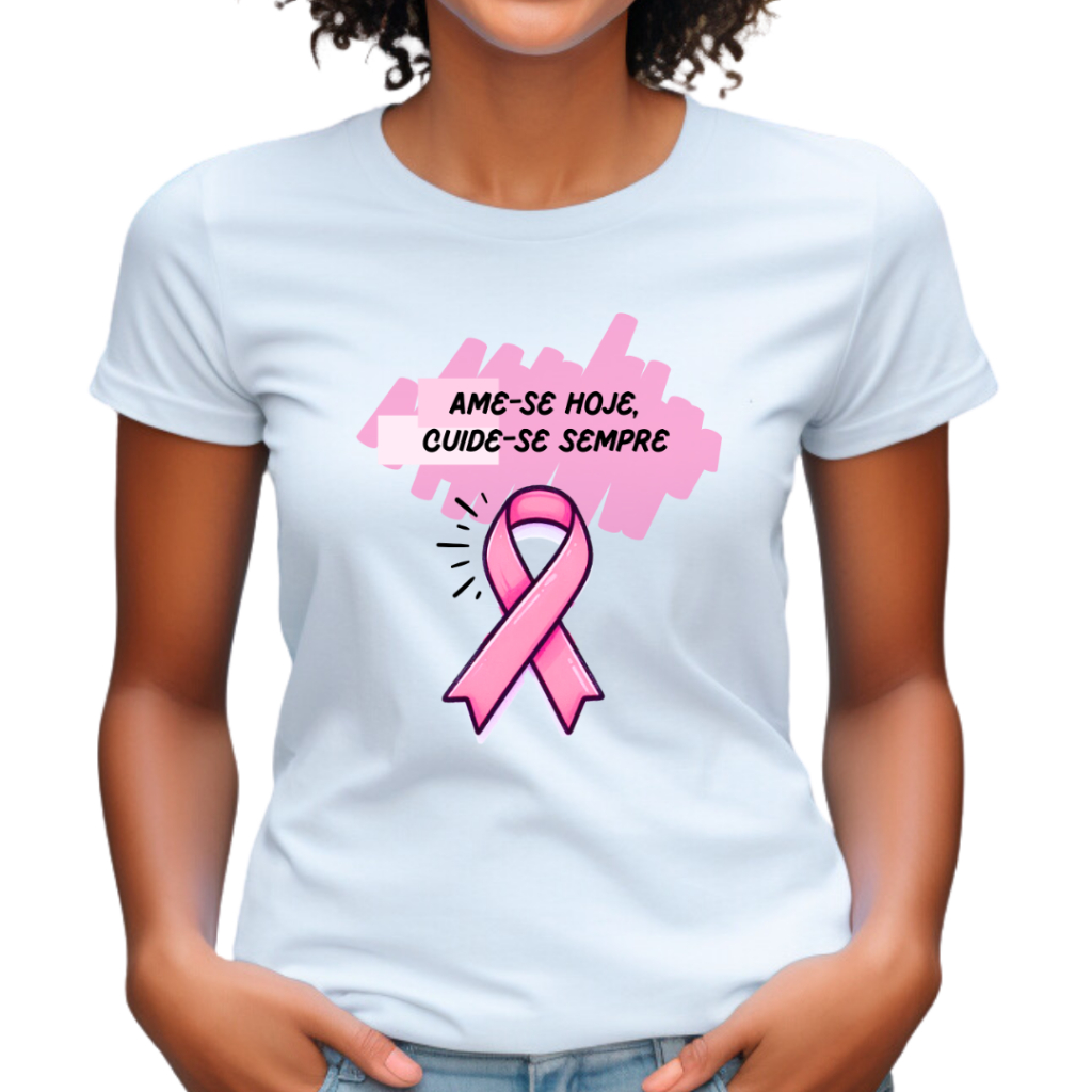 Blusinha Outubro Rosa Laço Babylook Prevenção Camisa Câncer de Mama mulher camiseta plus size