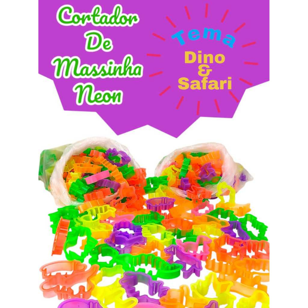 2300 Cortador Forminha Molde Neon P/ Massinha Biscoito Dinossauro Safari Lembrancinha Prenda novo em Oferta na Shopee