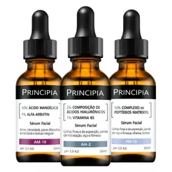 Kit 3 Séruns Principia Mandélico + Peptídeos + Hialurônicos