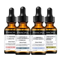 Principia Kit 4 Séruns Niacinamida + Hialurônicos + Peptídeos + Glicólico