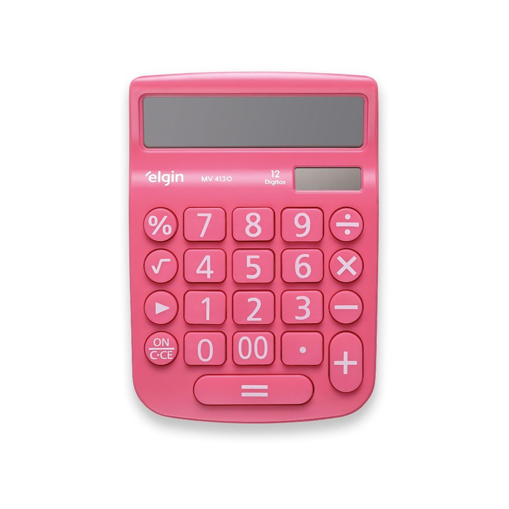 Calculadora De Mesa Escritório 12 Dígitos Solar MV 4130 Rosa Elgin